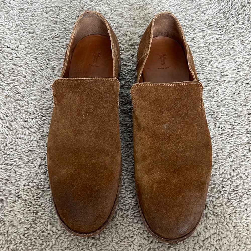 Frye Men’s slip on brown suede shoes